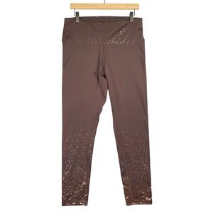 Z‎ by Zobha Leggings Womens XL Maroon Athleisure Rose Gold Speckled Print Active